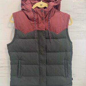 Patagonia Hooded Vest - Burgundy and Charcoal